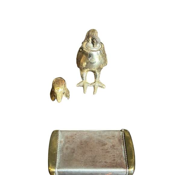 Vintage METAL PHEASANT LIGHTER Made In Japan , Match Box Safe Tin Hinged Top - Picture 6 of 9